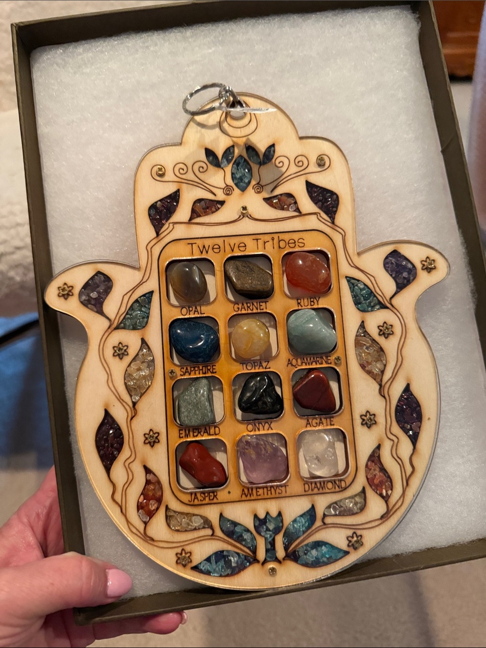 Twelve Tribes Gemstone Display Hamsa Wall Art - Multicolor